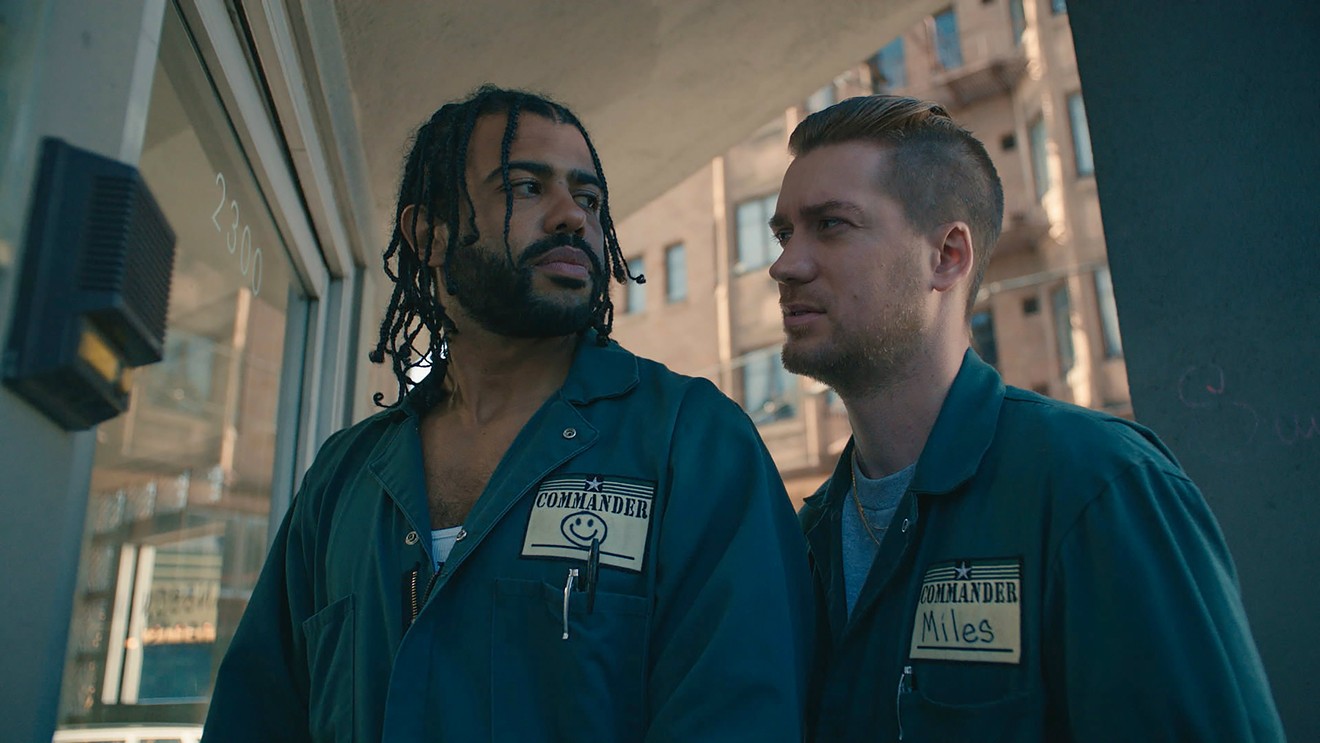 Daveed Diggs (left) as Collin and Rafael Casal as Miles play two neighborhood friends who work for a moving company while trying not to run afoul of the law in Blindspotting, Carlos Lopez Estrada’s street-level city study.