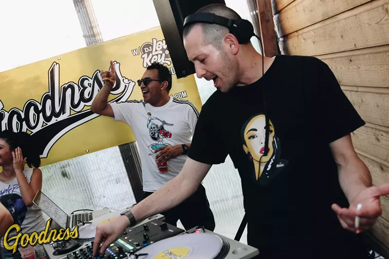 Image: DJ Low Key at one of the Goodness summertime parties.