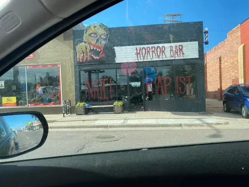Image: The Horror Bar was tagged with the words "Nate Rapist" this past weekend.