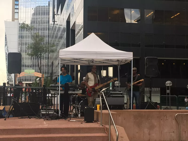 Image: The Jakarta Band entertains downtown crowds with funky R&B.