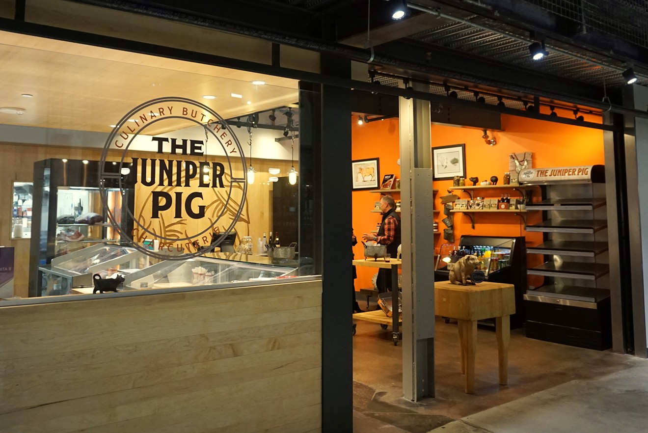 The Juniper Pig is located next to Glazed & Confuzed in The Stanley Marketplace