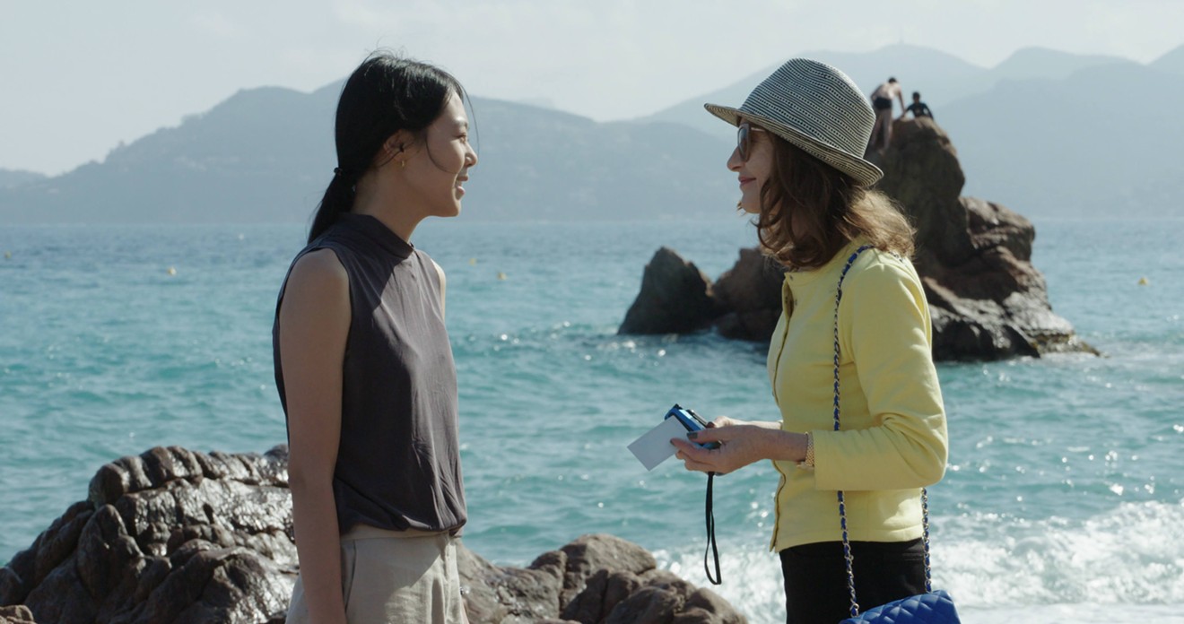 Kim Min-hee (left) and Isabelle Huppert star in Korean director Hong Sang-soo's Claire’s Camera, a film built around  two- and three-person exchanges, with each conversation having a slightly off-balance dynamic.