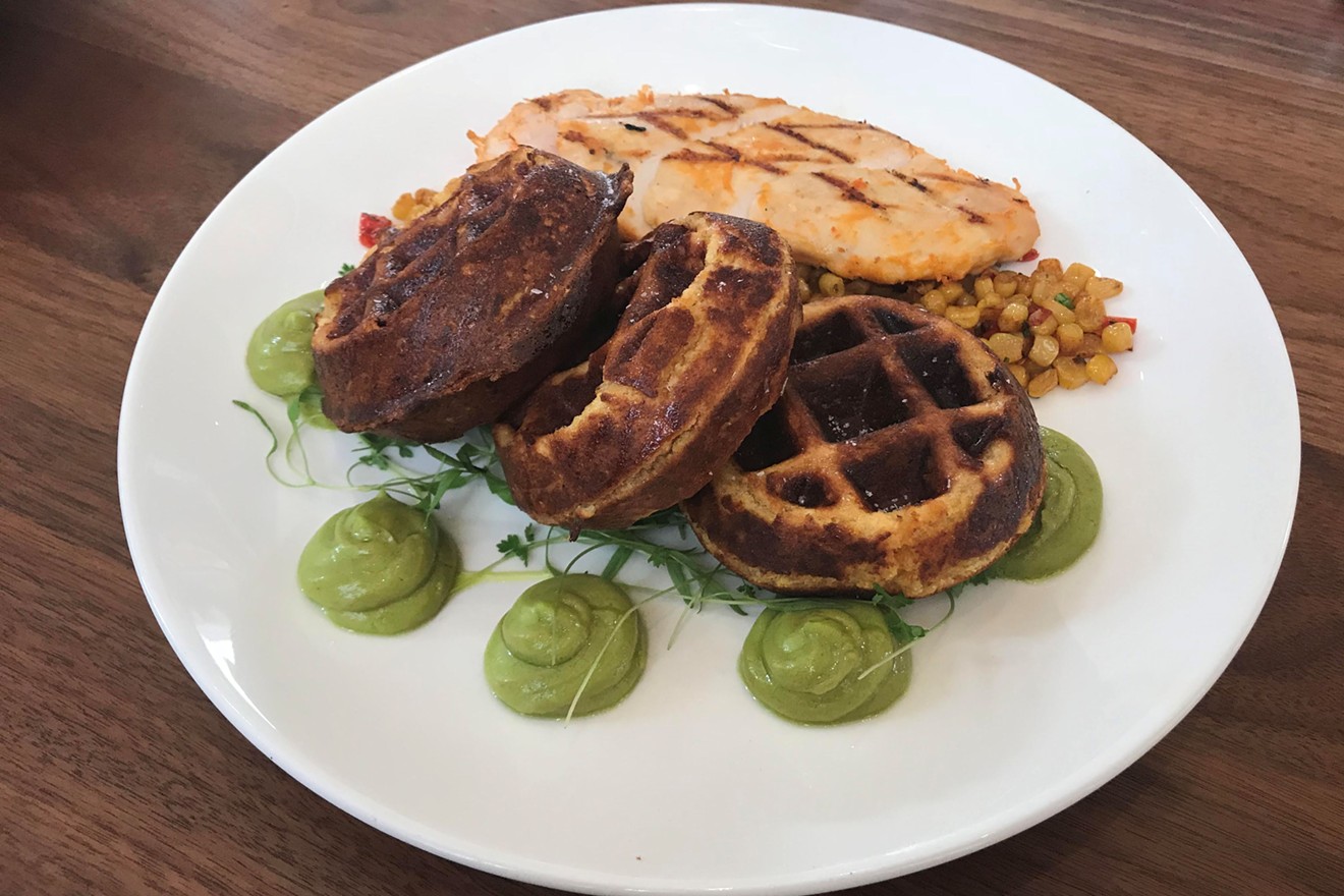 Chicken and waffles go from sweet and heavy to light and savory at the Nickel.