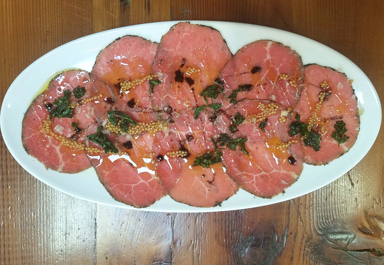 The wagyu carpaccio at Old Major is a must-have for dinner.