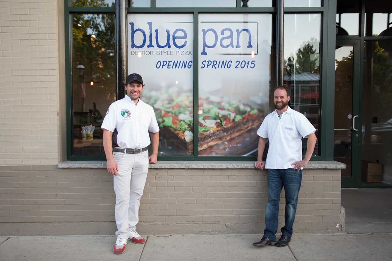 Jeff Smokevitch (left) and Giles Flanagin opened Blue Pan Pizza in 2015, and are now planning to move next door.