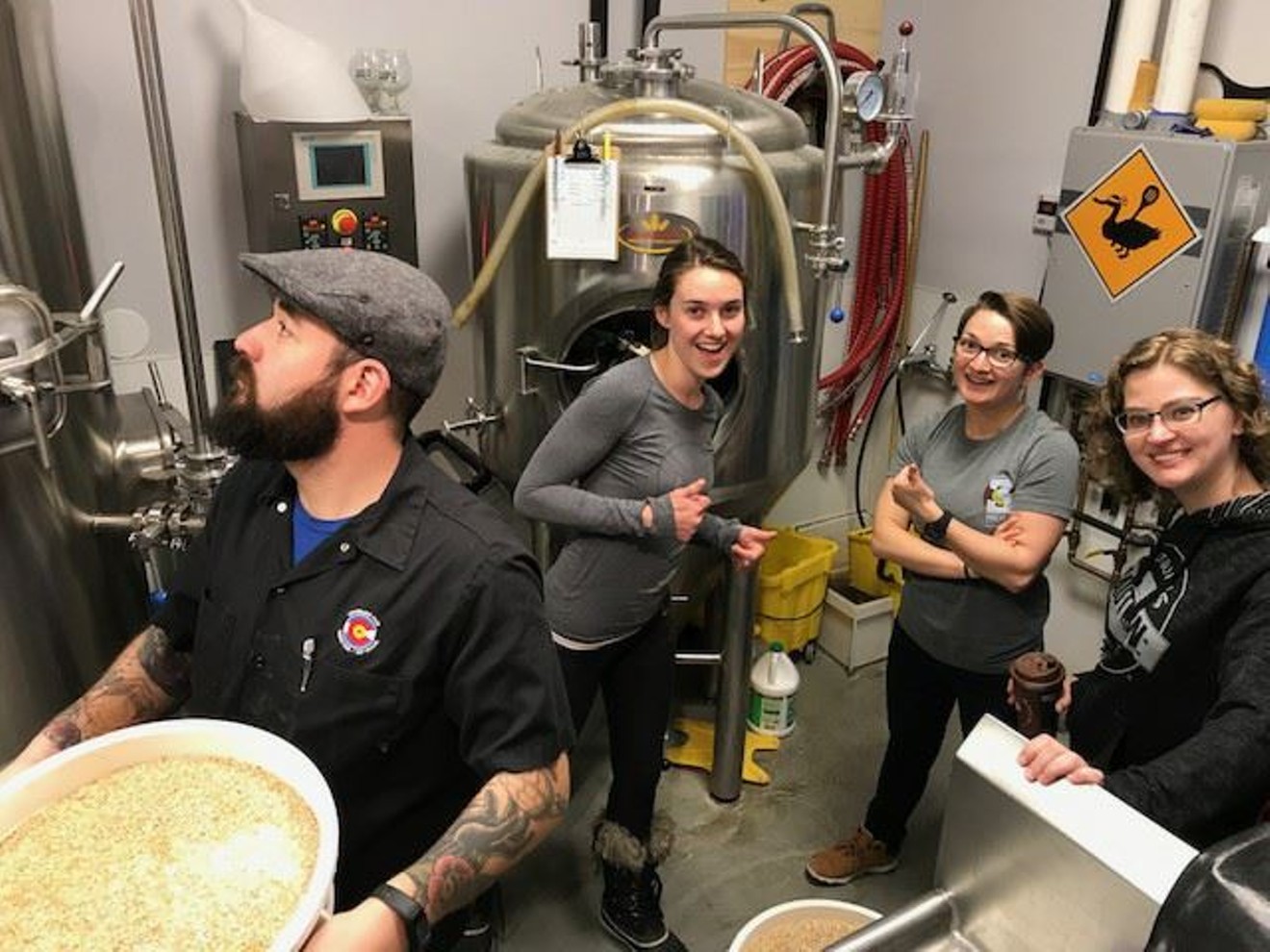 The brewers behind the latest iteration of Makin' Noise: A Pussy Riot Beer, at Caution Brewing.