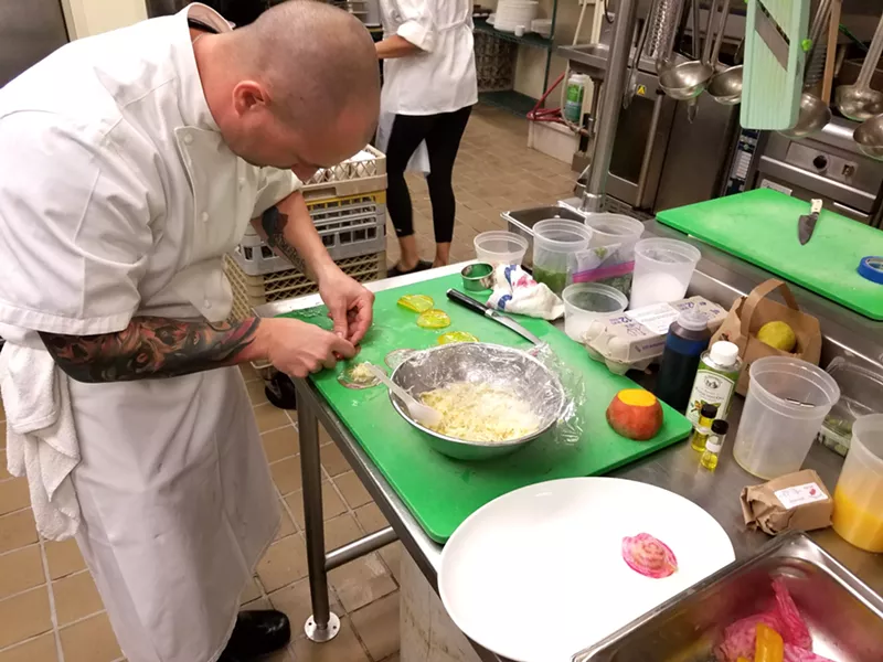Image: Panzano chef Nic Lebas in the kitchen, where he'll be celebrating the restaurant's twentieth birthday this week.
