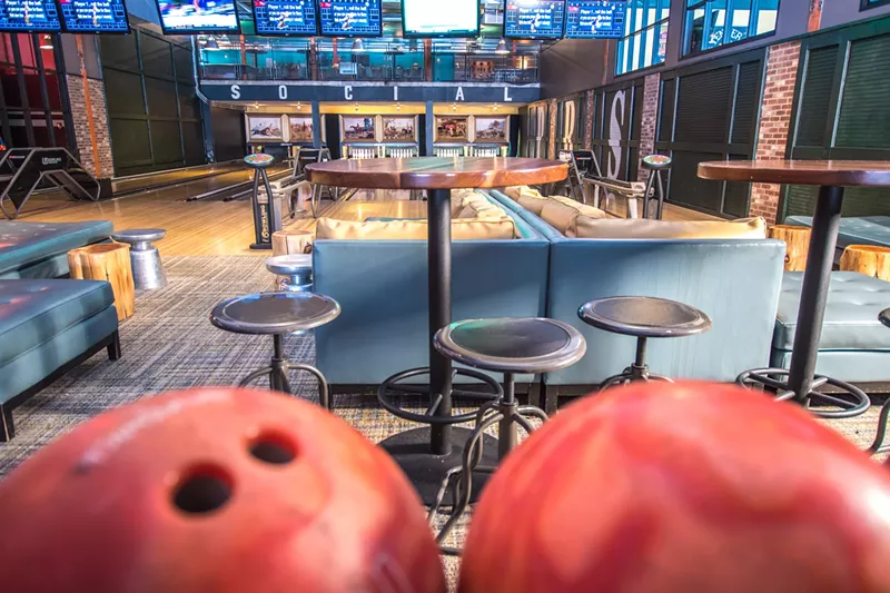 Image: Food, booze and bowling all go together.