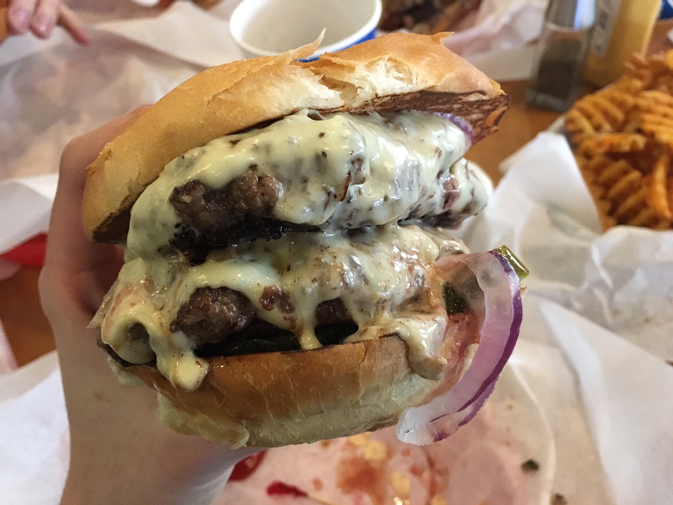 The Benderz double cheeseburger.