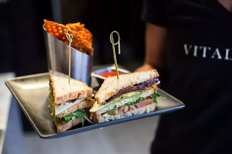 Image: Vital Root makes its club sandwich with coconut "bacon."