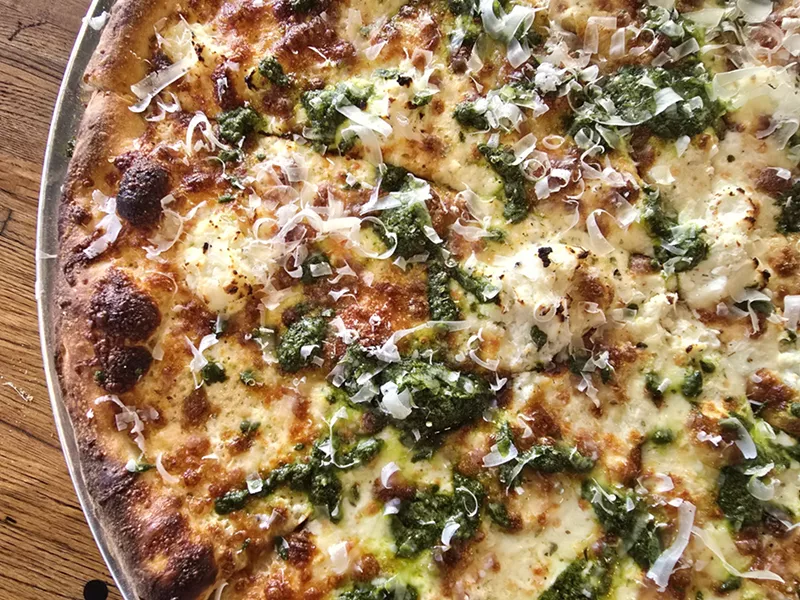 Image: white pizza with pesto