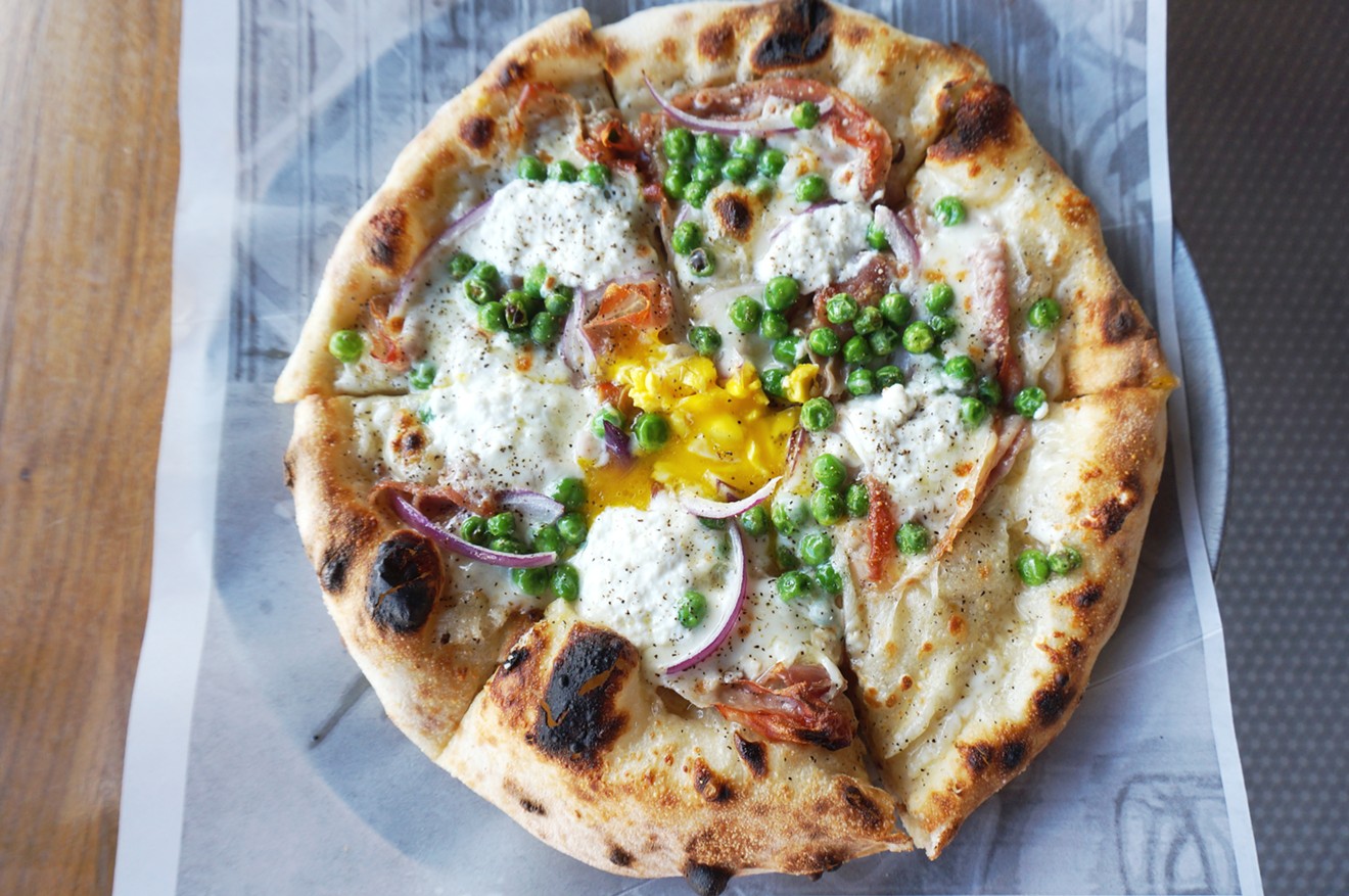 The new carbonara pizza at Pizzeria Locale, whiich will only be available through the end of May.
