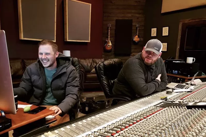 Image: Third & James founder Joshua Olsen (right) and Grammy-winning chief engineer Matt Legge working together before COVID-19.