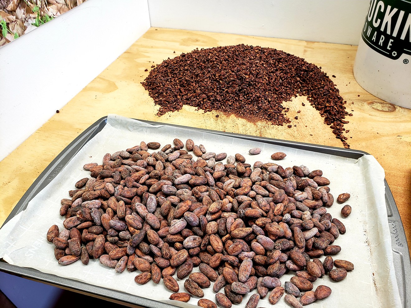 Cacao nibs and seeds.