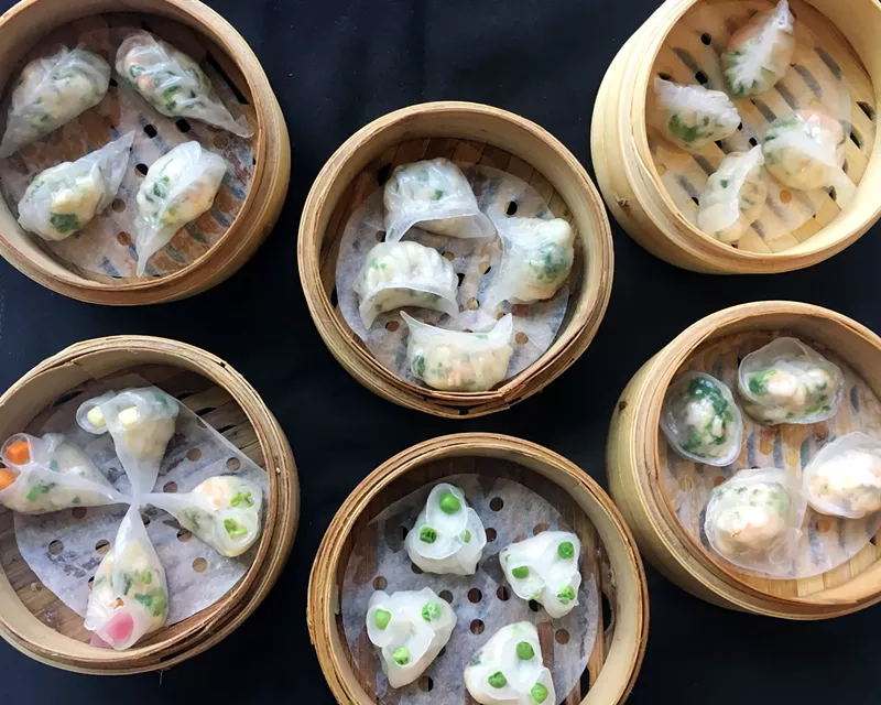 Image: A colorful variety of chef Michelle Xiao's har gow dumplings.
