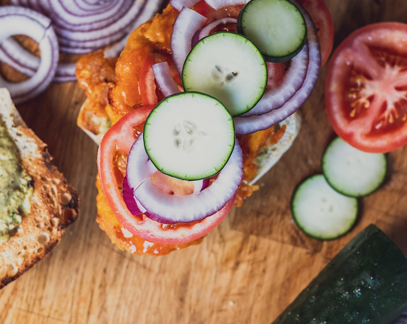Image: Join Vegan Stoner Club to try tasty cannabis-infused food like this crispy cauliflower sandwich.