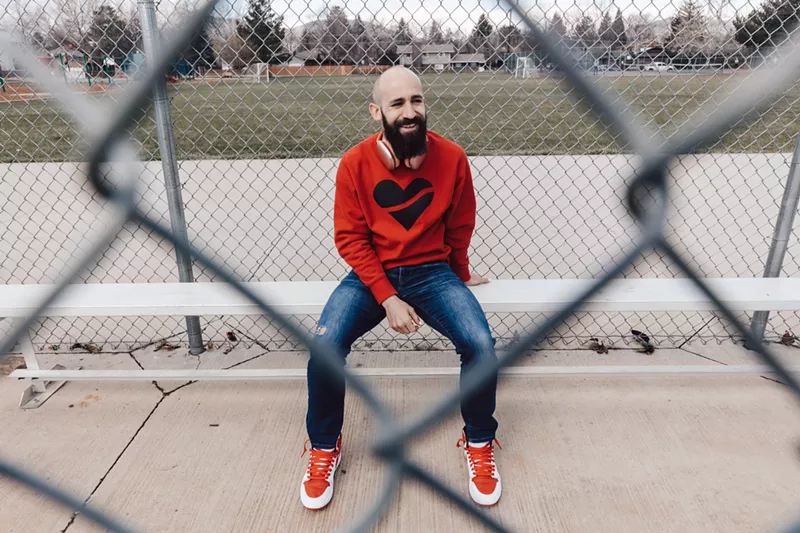 Image: man in red sweatshirt