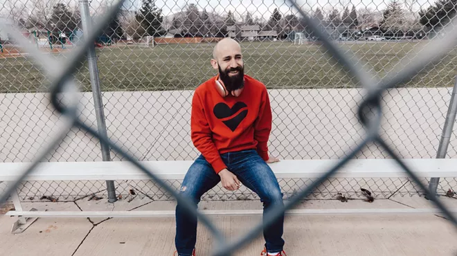 man in red sweatshirt