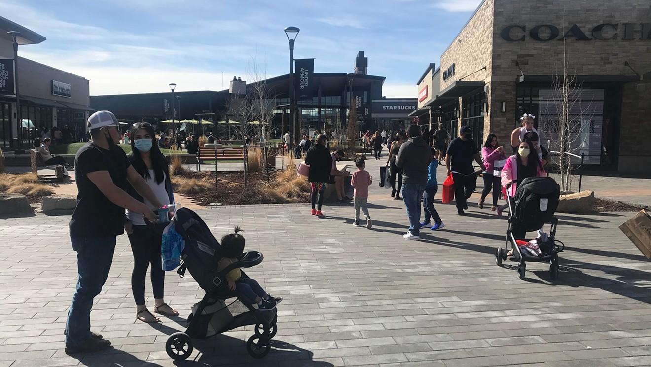 Crowds were heavy at Denver Premium Outlets on March 6.