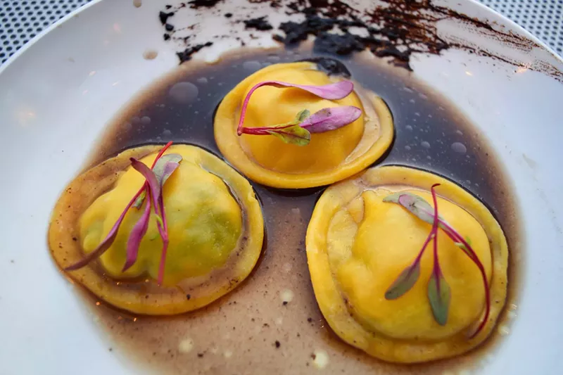 Image: Vegan ravioli at Charcoal Bistro's vegan dinner series
