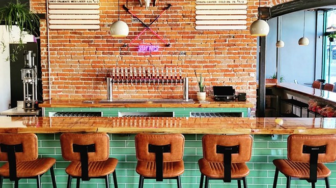 Bar with brick and tilework.