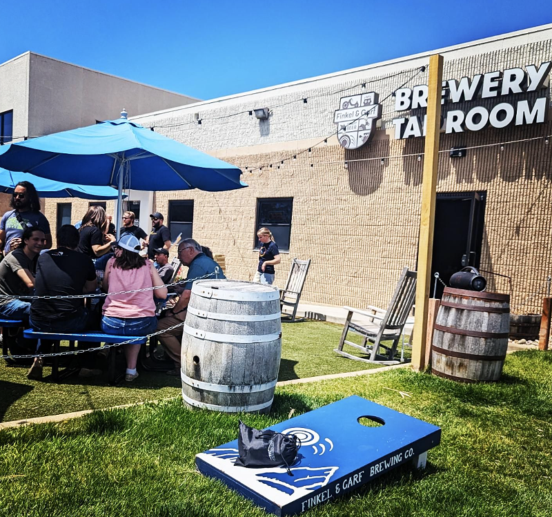 Image: Brewery tap room and garden.