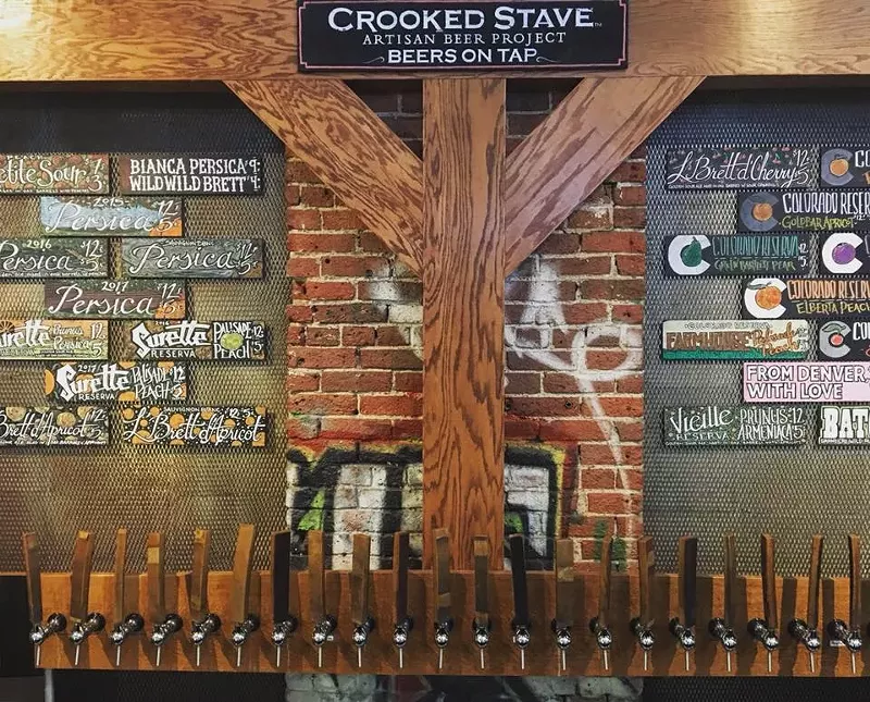 Image: Beer taps in a brewery.