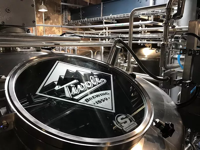 Image: Stainless steel brewery brewing equipment.