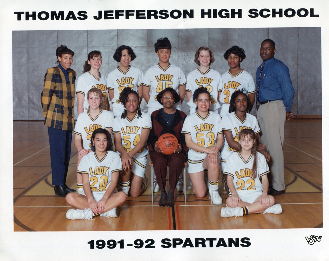 Kathryn Kindle-Hughes (center) coached many Thomas Jefferson teams over the years.
