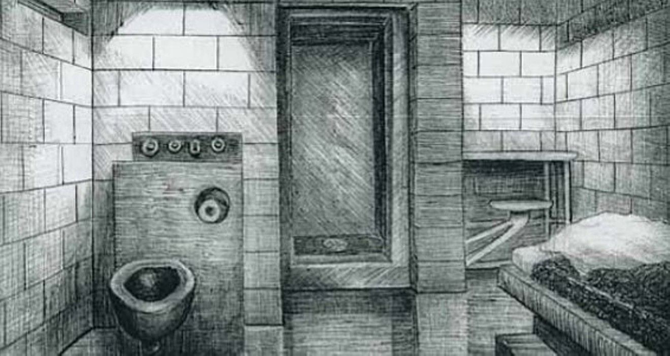 A drawing of his cell by ADX inmate Thomas Silverstein, who spent 36 years in solitary confinement.