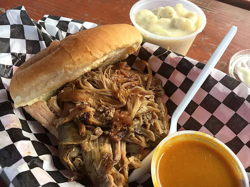 Image: Pulled pork is one of the specialties at Sticky Fingers.