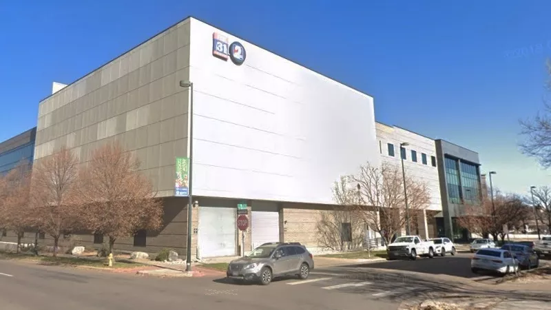 Image: The studios and offices shared by Fox31 and Channel 2 are located at 100 Speer Boulevard in Denver.