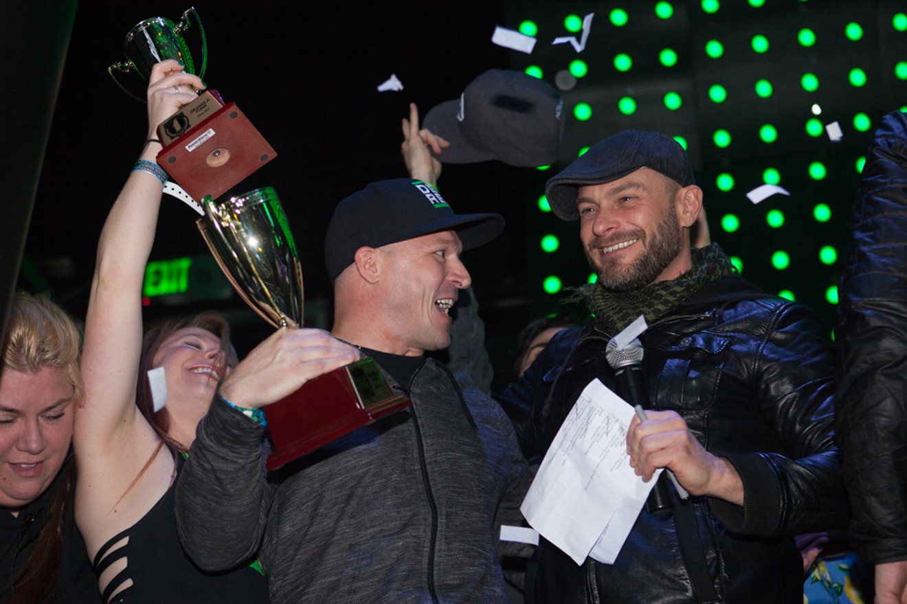 Denver Recreational co-owner and head grower Ryan Buffkin celebrates a win during a cannabis competition in 2018.