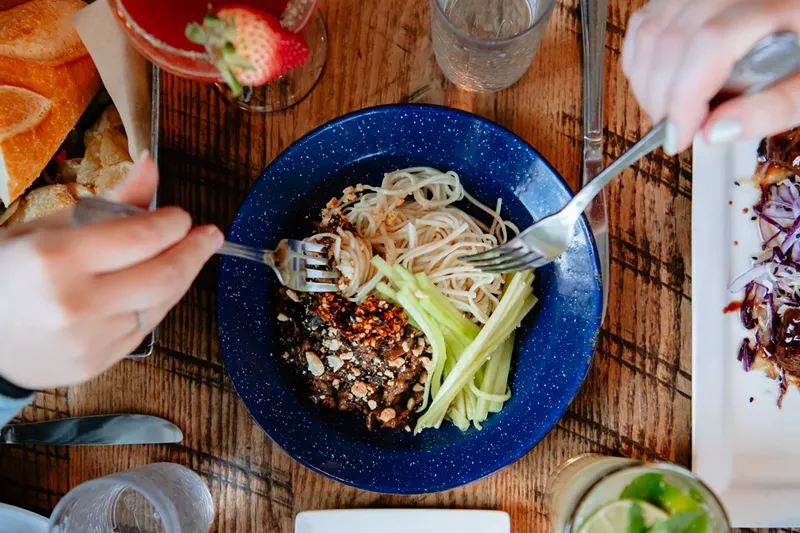 Image: a bowl of noodles with vegetables