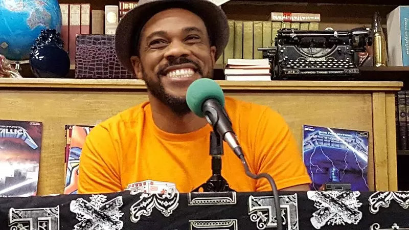 Image: R. Alan Brooks is the MotherFker in a Cape, and will host a super podcast at Mutiny Information Cafe.