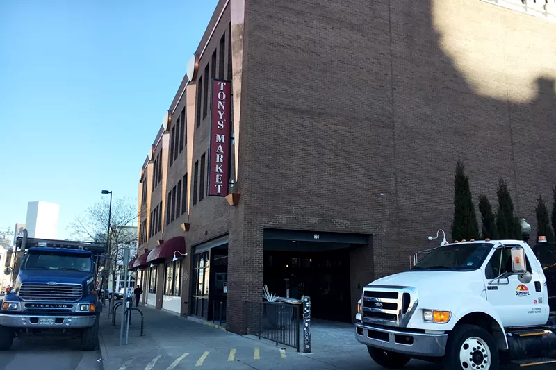 Image: The sign still reads Tony's, but the space will soon become a new food hall called Broadway Market.