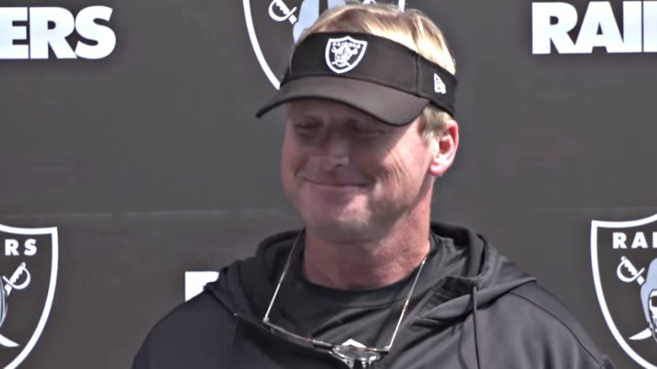 Oakland Raiders coach Jon Gruden made plenty of Chucky faces during his team's loss to the Broncos on September 16.