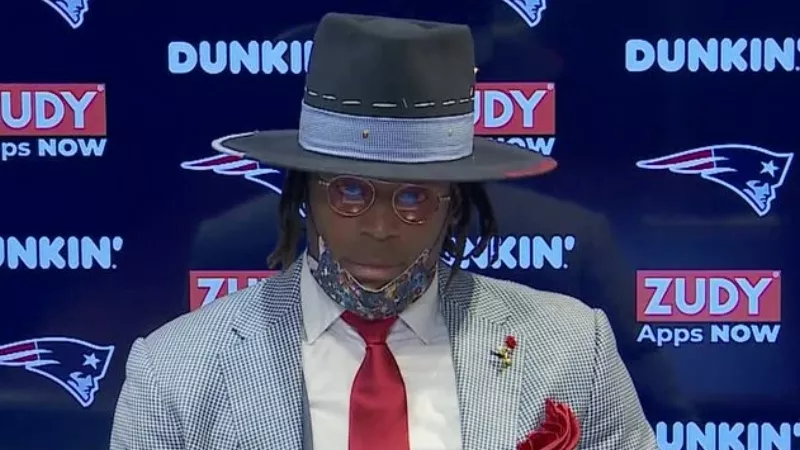 Image: New England Patriots quarterback Cam Newton was stylishly glum after losing to the Broncos on October 18.