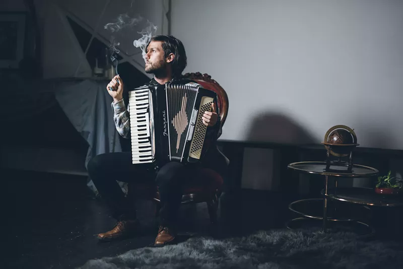 Image: Nicholas Caputo uses his newly found freedom to help play an old-school instrument, the accordion.