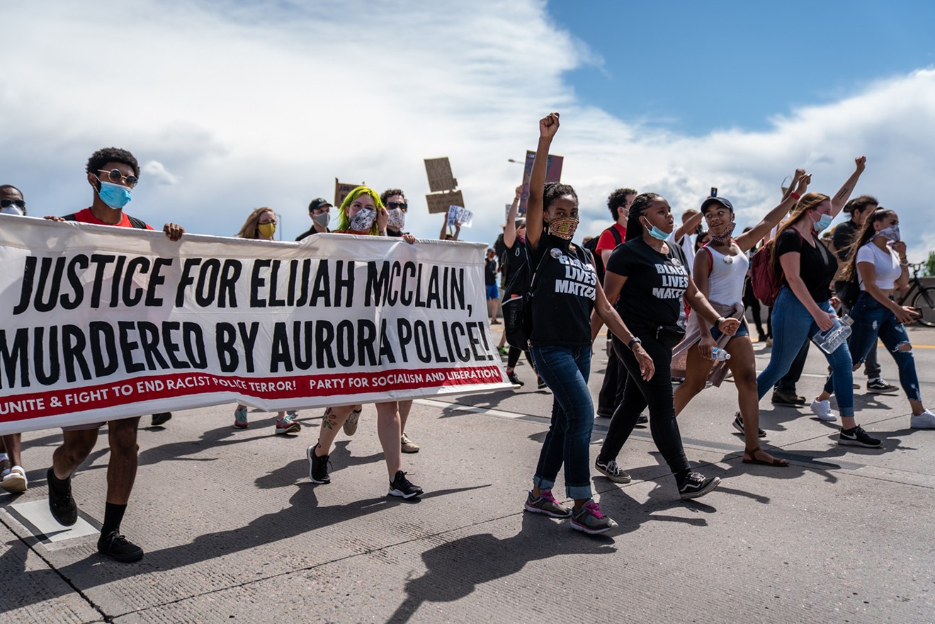 Protesters in Aurora in June 2020 demanding justice for Elijah McClain.
