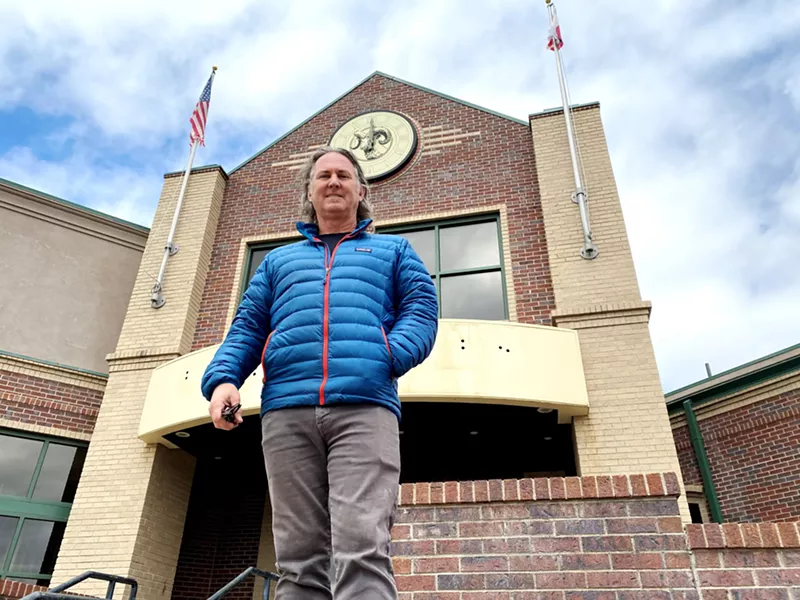 Image: Chef/restaurateur Troy Guard stands in front of what will soon open as Grange Hall.