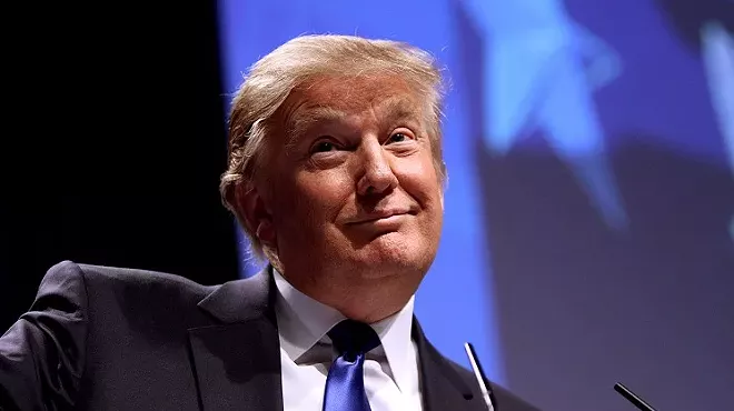 Donald Trump against blue background
