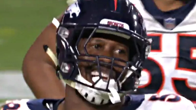 Image: Von Miller smiles after strip-sacking Arizona Cardinals quarterback Josh Rosen during last night's win.