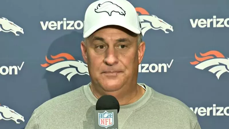Image: Broncos head coach Vic Fangio at a post-game press conference, wearing an expression to which plenty of fans can relate.