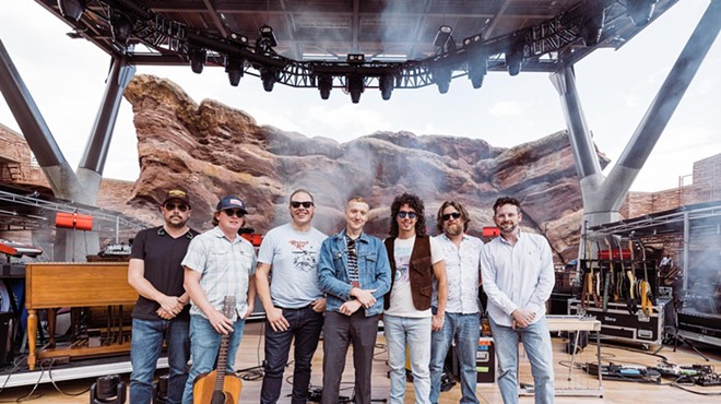 musicians on the stage of red rocks amphitheatre