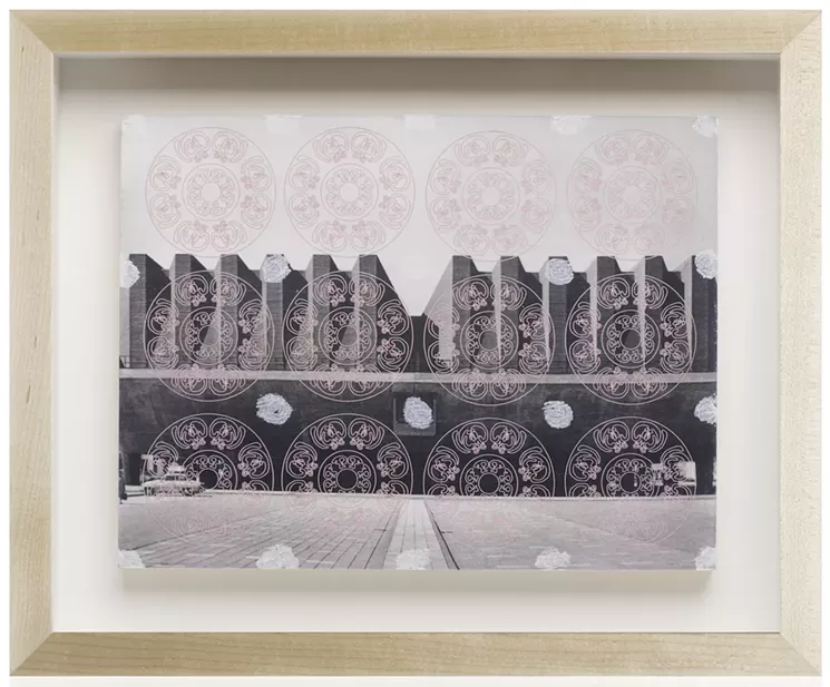 Derrick Velasquez, "Brutal World 44," 2017. Oil stick on laser cut Xerox, 11 x 14 x 2 in. - COURTESY OF DERRICK VELASQUEZ