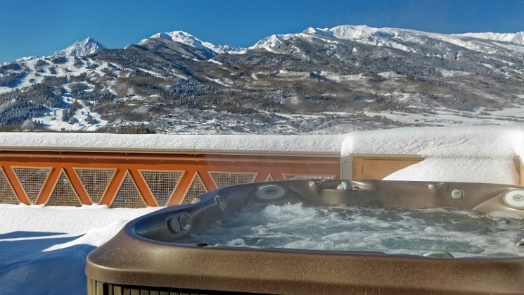 A spectacular view that can be experienced from a hot tub at 498 South Starwood Drive in Aspen. - COURTESY OF ENGEL & VÖLKERS ASPEN