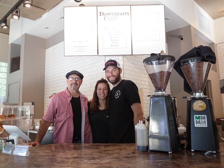 The Hammerquist family at their Congress Park coffee shop. - FACEBOOK/DOWNPOURS COFFEE