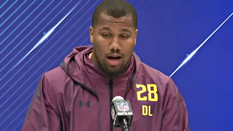 Bradley Chubb during a pre-draft interview in which he compared his game to a combination of Von Miller's and Khalil Mack's. - DENVER BRONCOS VIA YOUTUBE