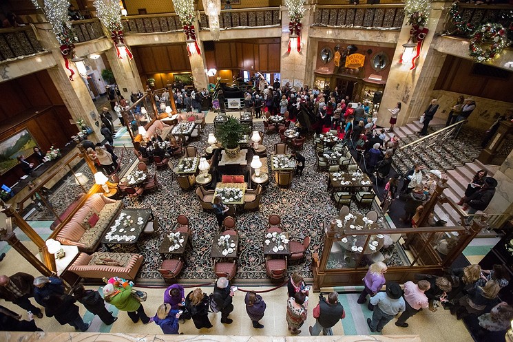 The Brown Palace's lobby will host horse racing (not steers) for Derby Day. - DANIELLE LIRETTE